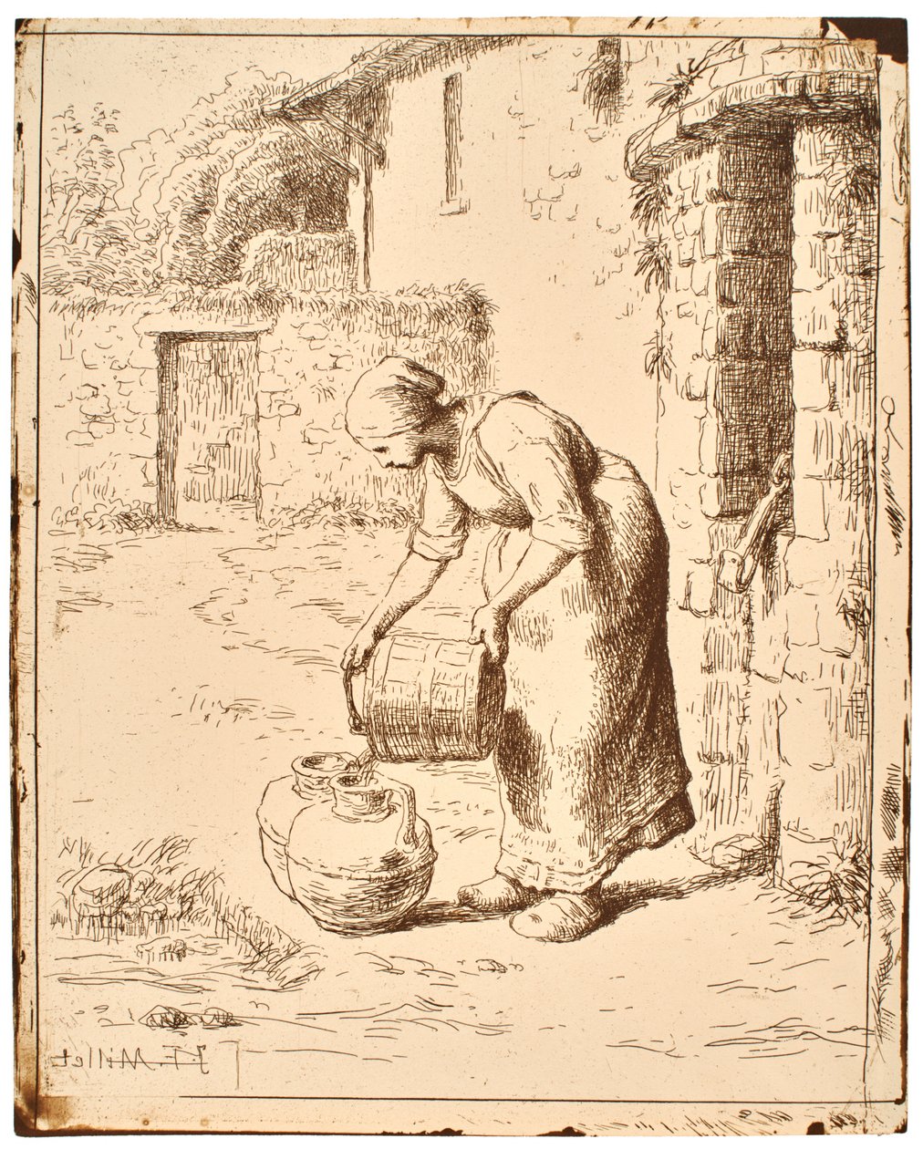 Frau leert einen Eimer da Jean-Francois Millet