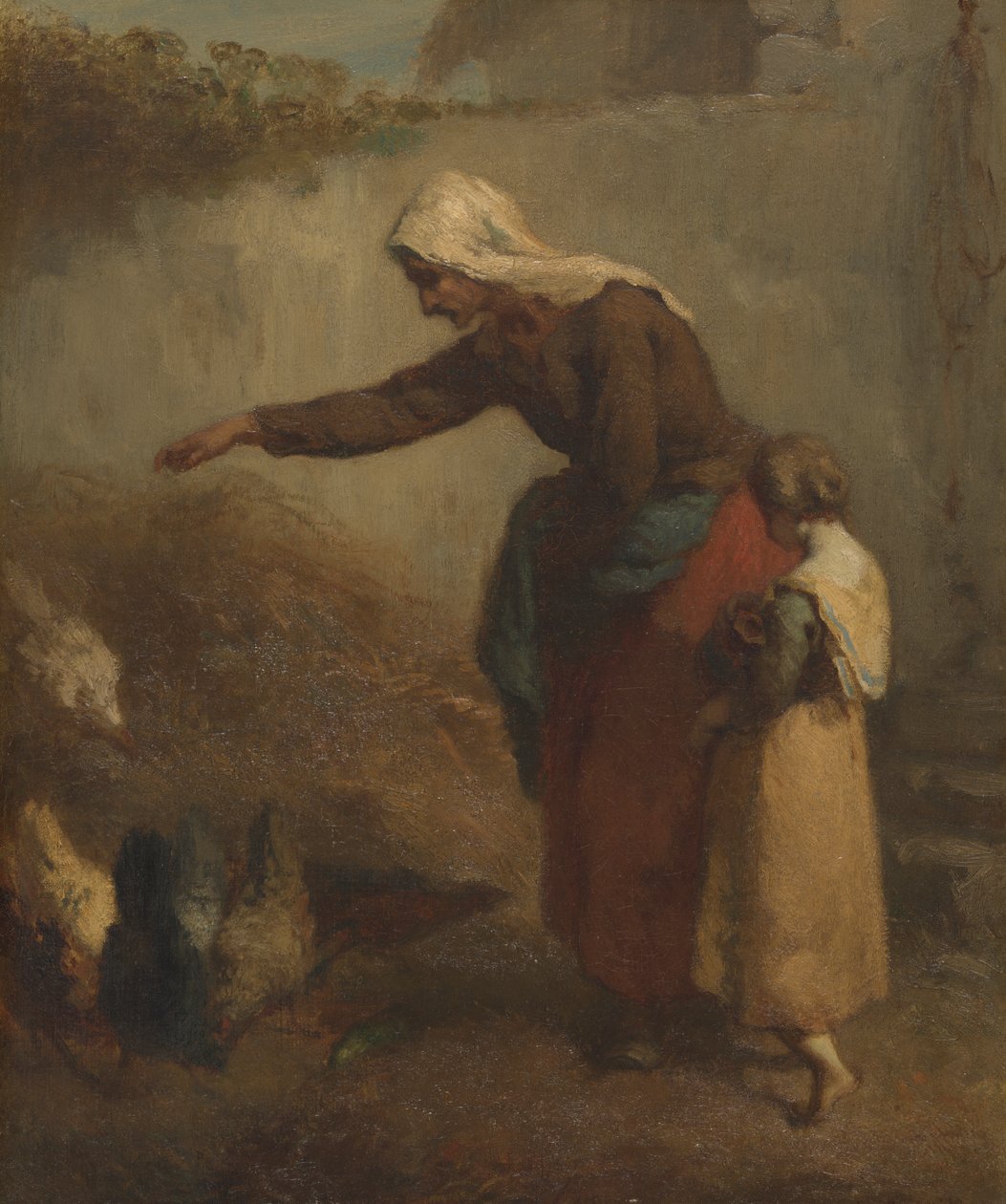 Donna che nutre i polli da Jean-Francois Millet