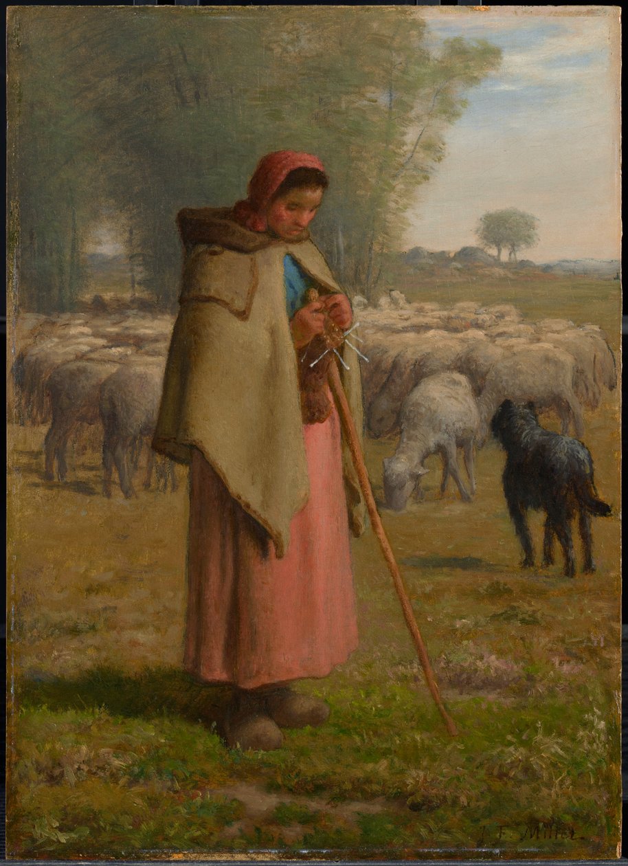 Giovane ragazza che custodisce le sue pecore da Jean-Francois Millet