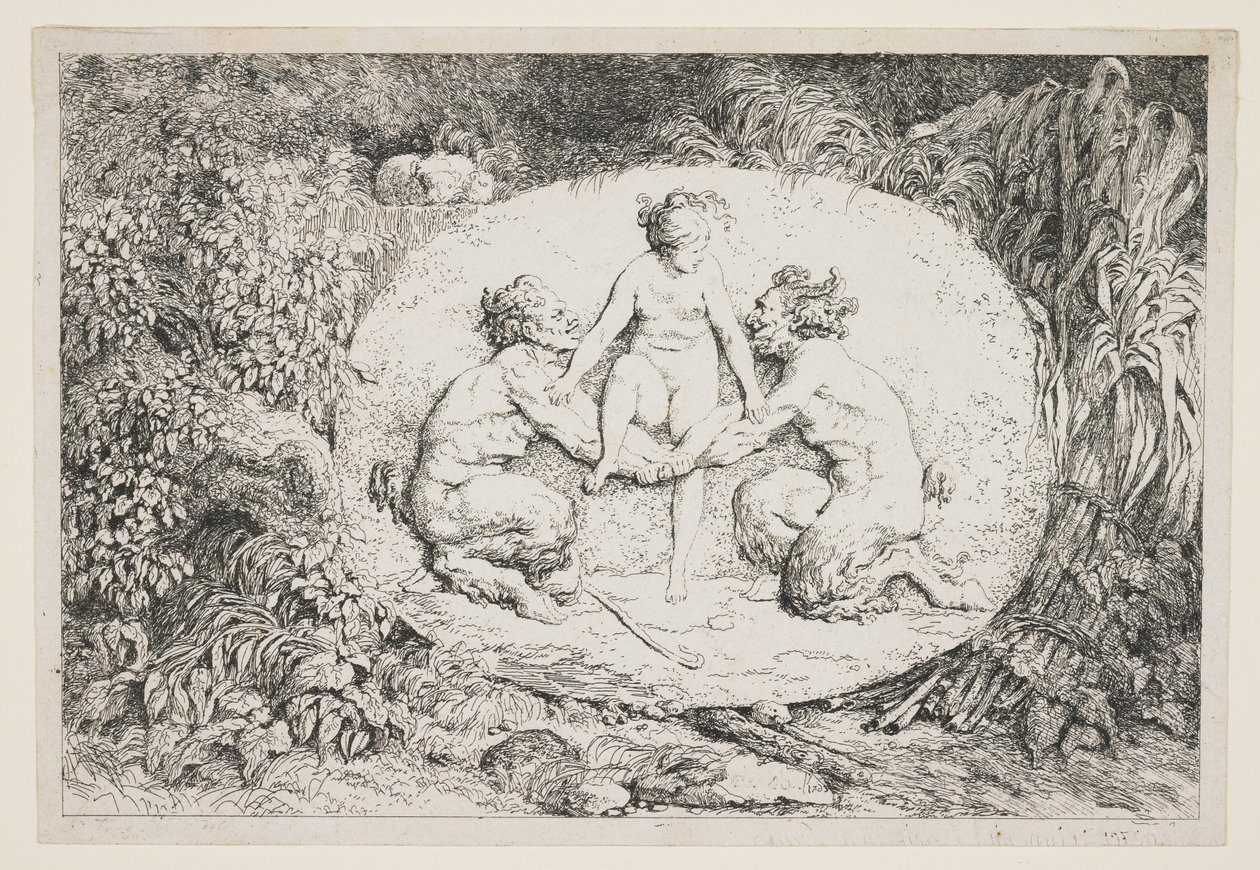 Una ninfa che scende tra le braccia di due satiri, 1763 da Jean Honore Fragonard