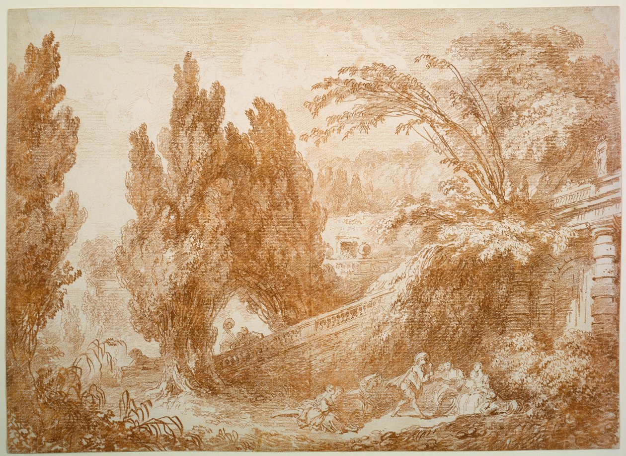 Parklandschaft mit fröhlicher Gesellschaft da Jean-Honore Fragonard