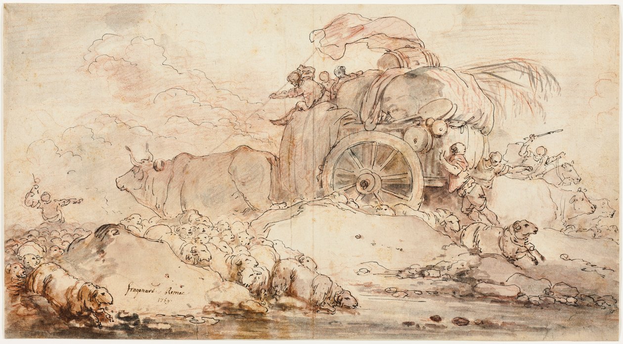 Il carrello in stallo da Jean-Honore Fragonard