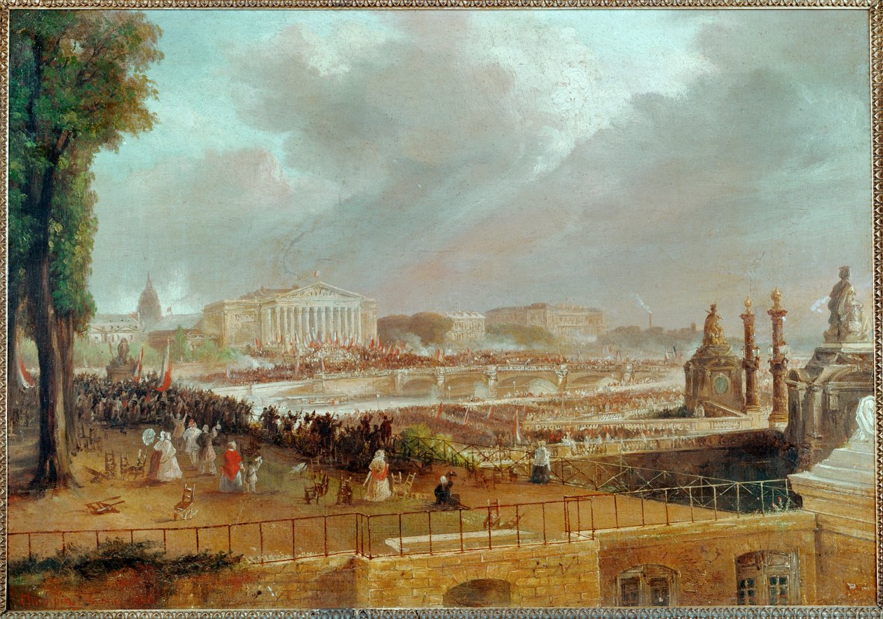Proclamazione della Seconda Repubblica francese sulla Place de la Concorde ... (dipinto su tela) da Jean Jacques Champin