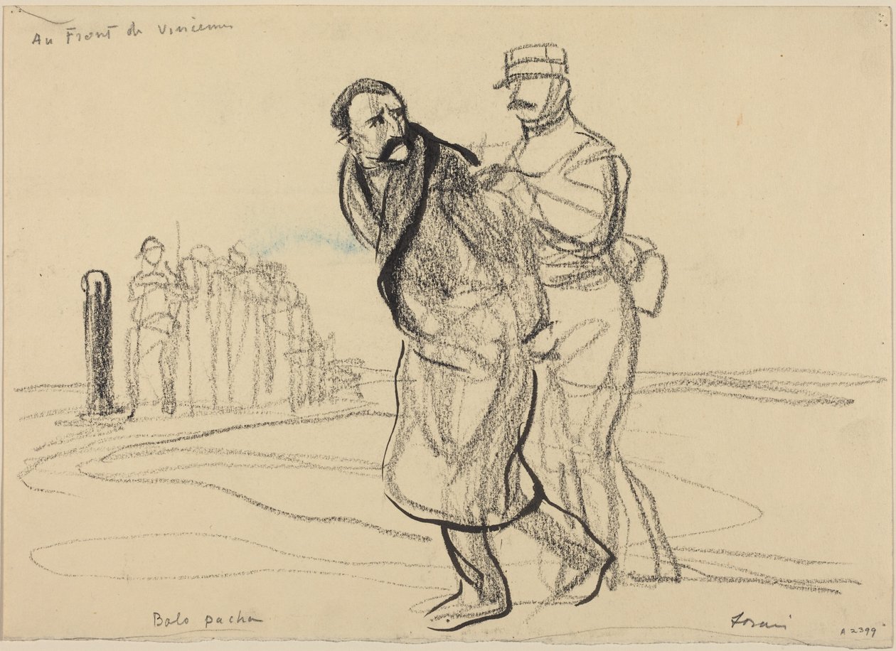 Al fronte di Vincennes. Bolo pacha, 1914-1919 circa (carboncino su carta) da Jean-Louis & Caran D