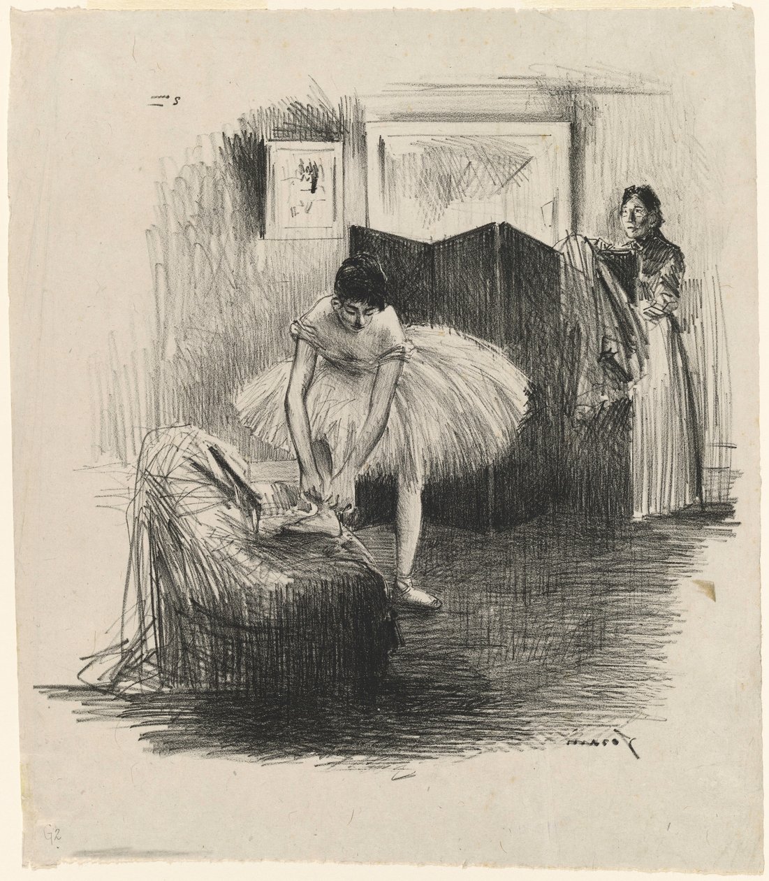 Danzatrice che allaccia la scarpetta da Jean-Louis Forain