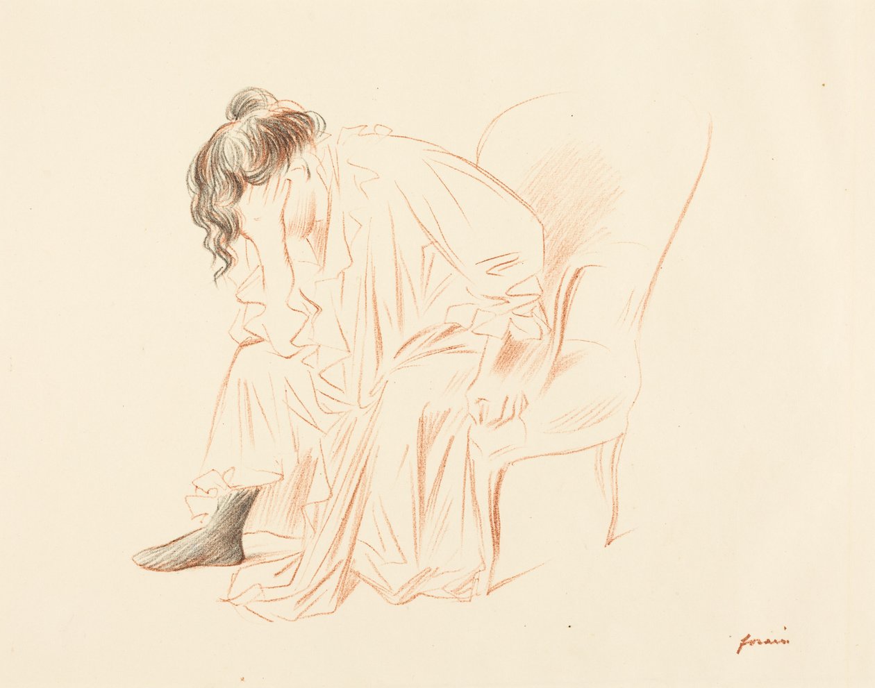 Donna seduta con la testa appoggiata sulla mano destra da Jean-Louis Forain