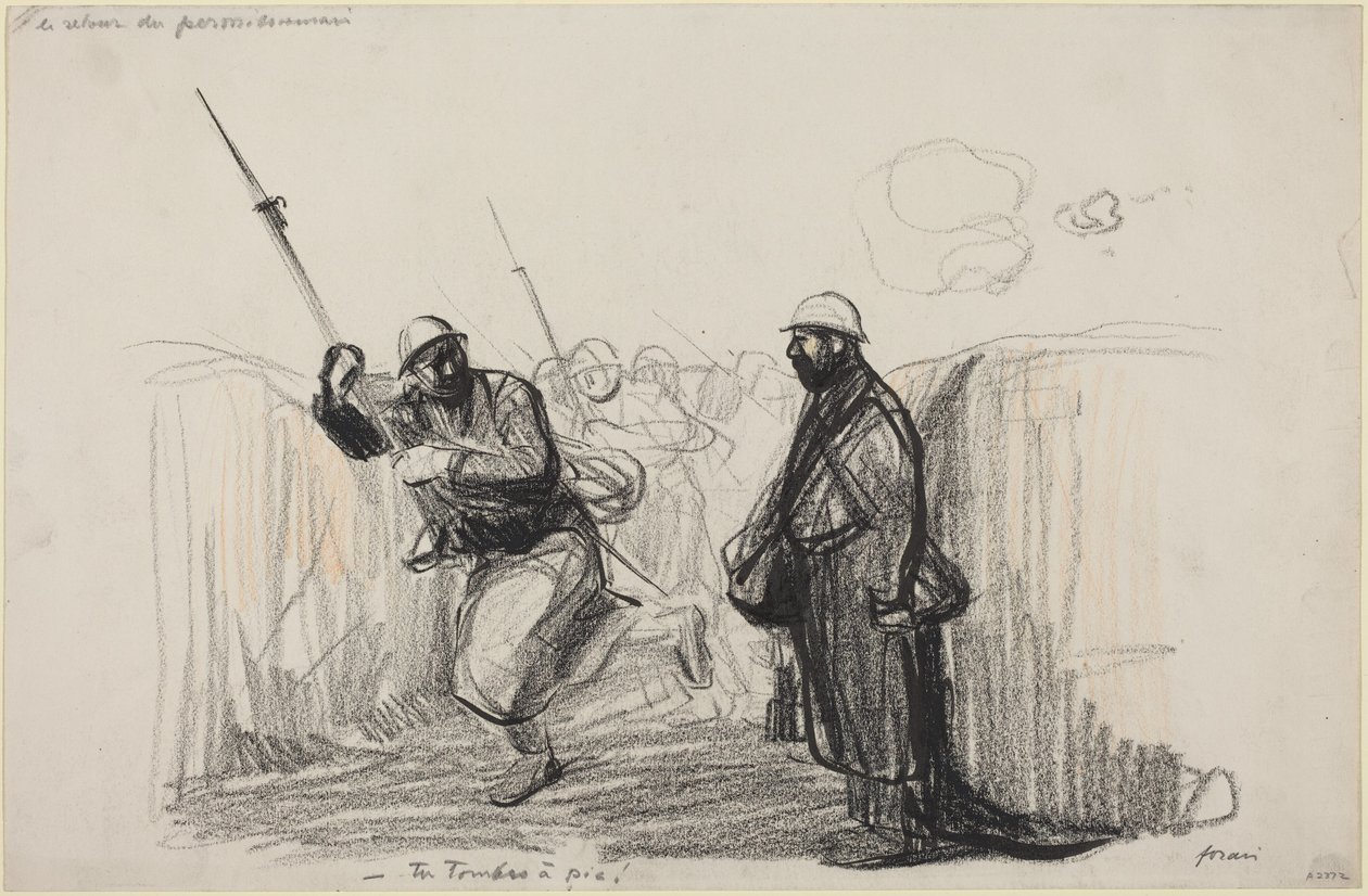Il ritorno del soldato in licenza. - Arrivi proprio al momento giusto! da Jean-Louis Forain