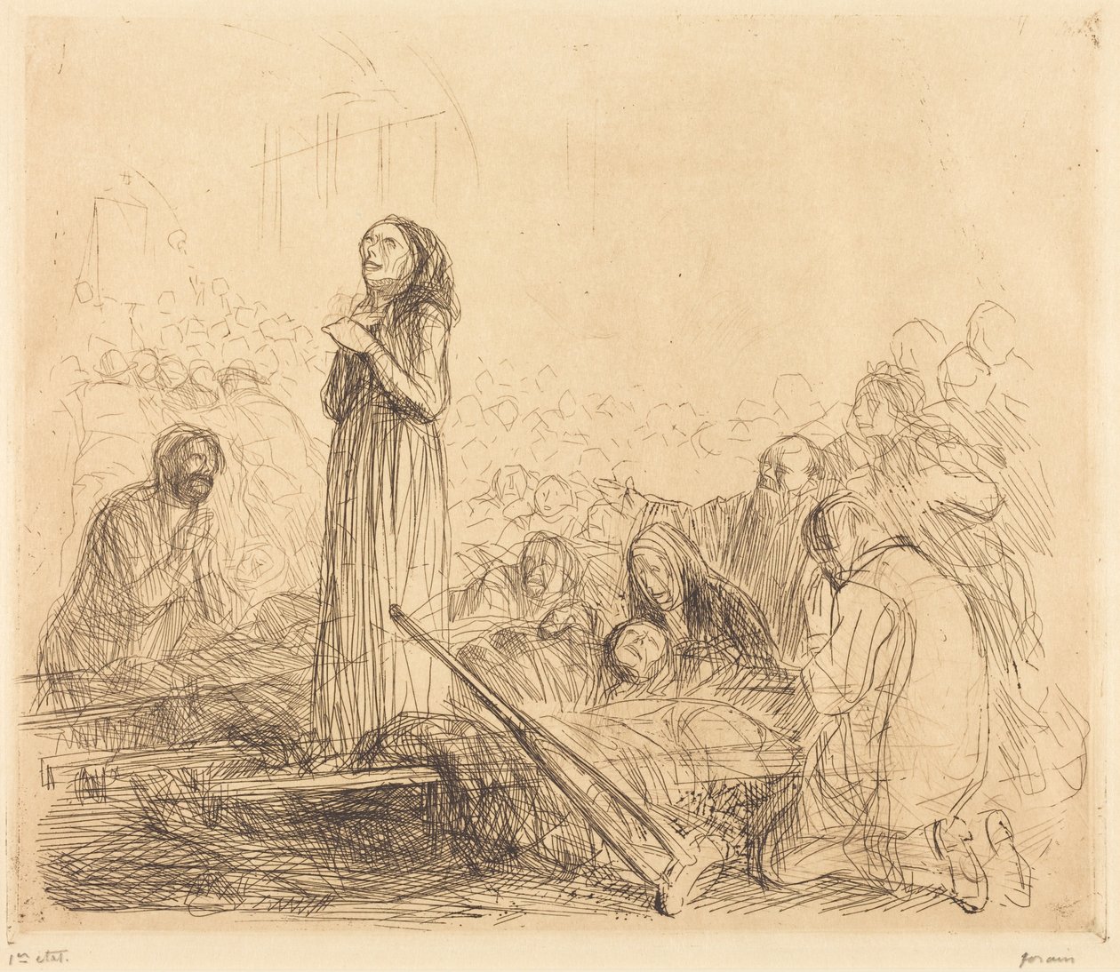 Lourdes, la miracolata (prima tavola) (Lourdes, il miracolo) (prima tavola) da Jean-Louis Forain