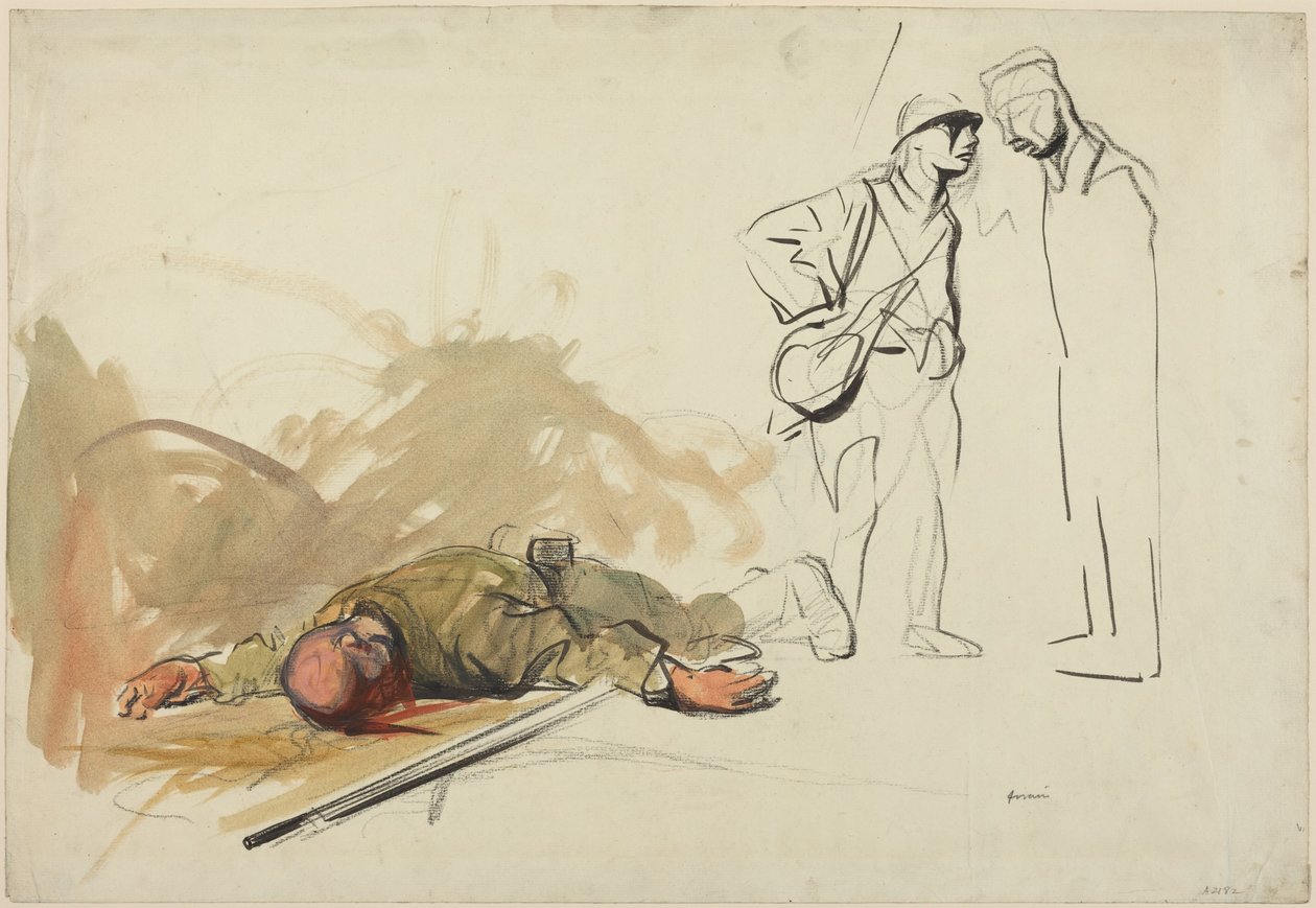 a) Soldato tedesco morto (recto); b) Testa di un soldato (verso) da Jean-Louis Forain