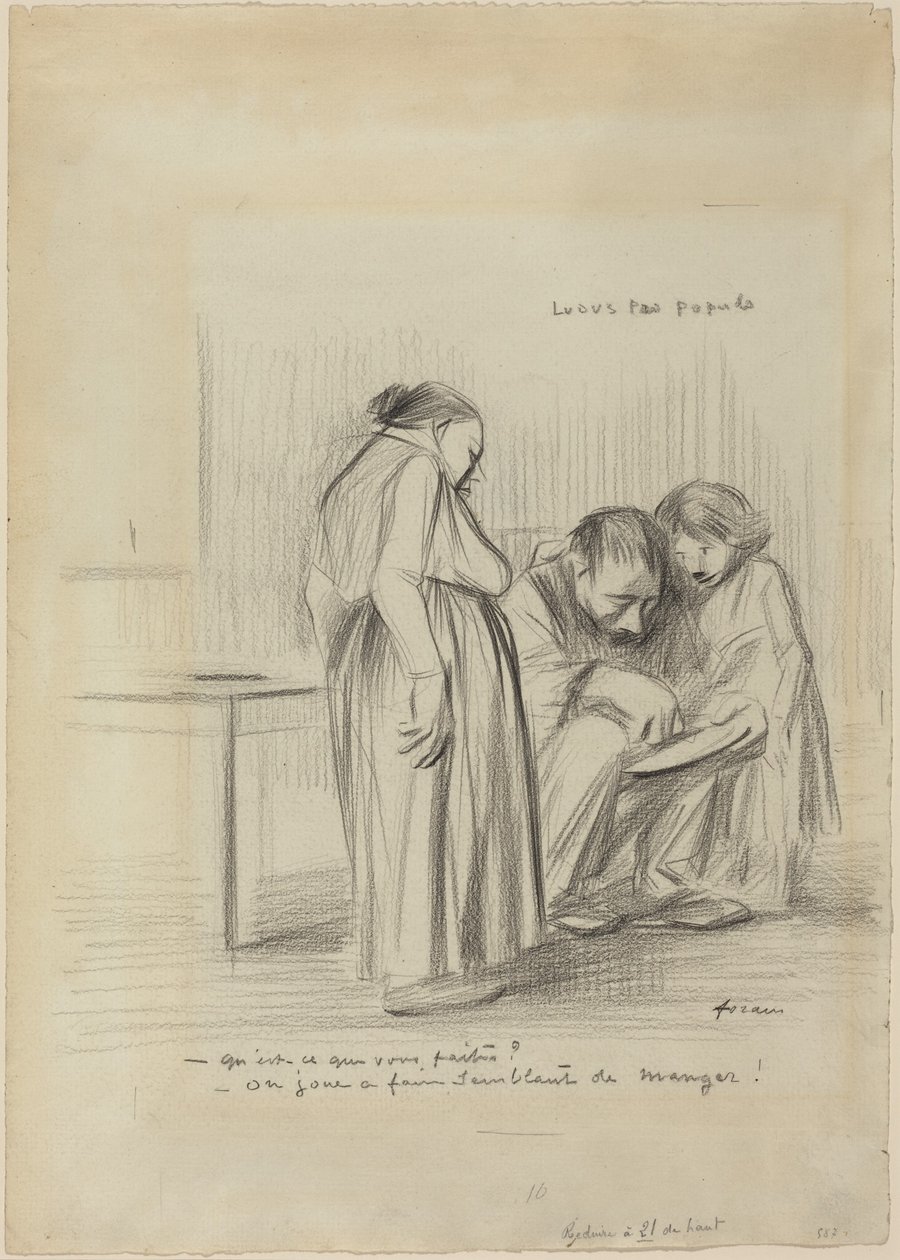 a) Gioco per il popolo (recto); b) Testa di uomo (verso) da Jean-Louis Forain