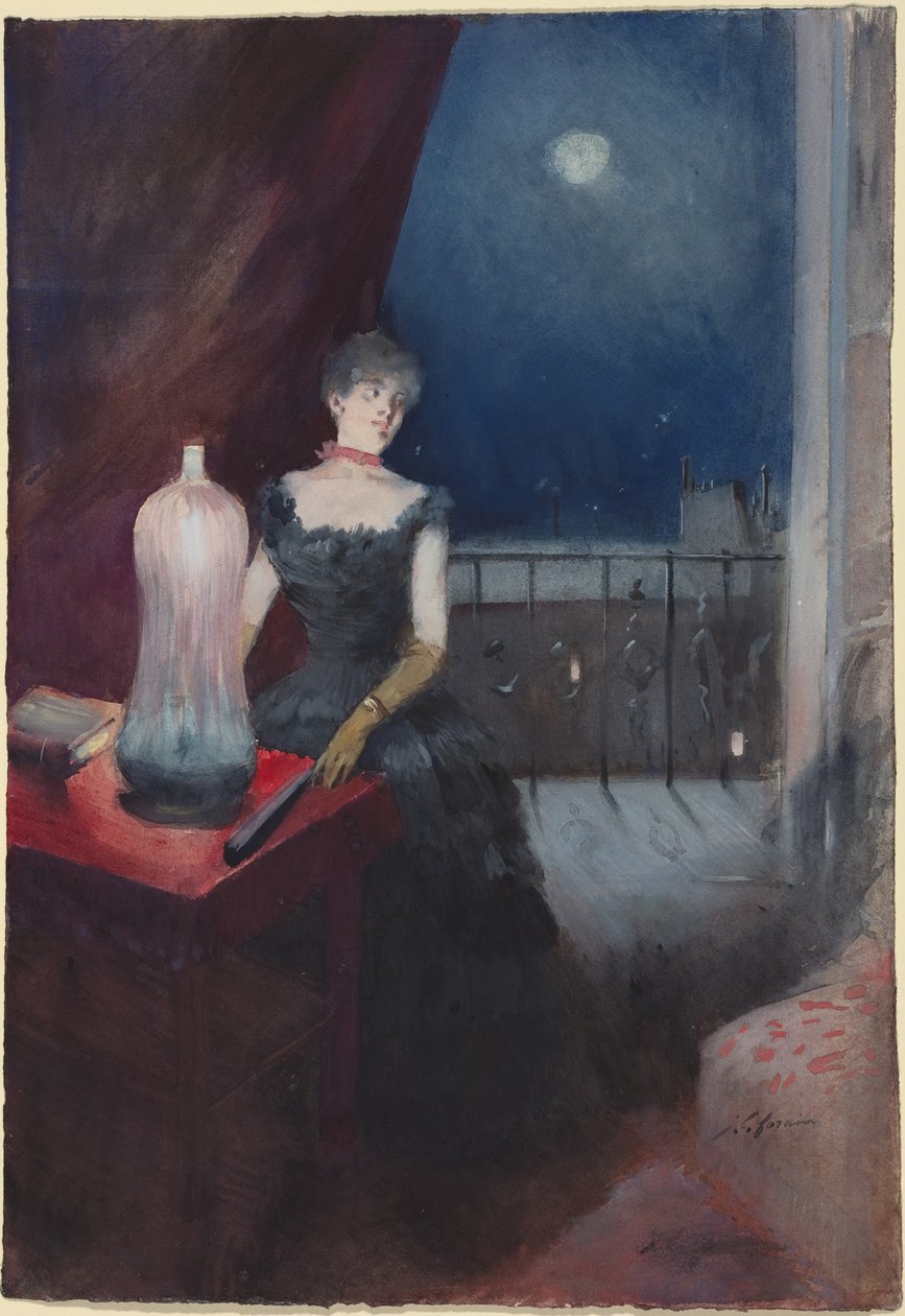 a) Donna in piedi con ventaglio (recto); b) Studio di un uomo e una donna (verso) da Jean-Louis Forain