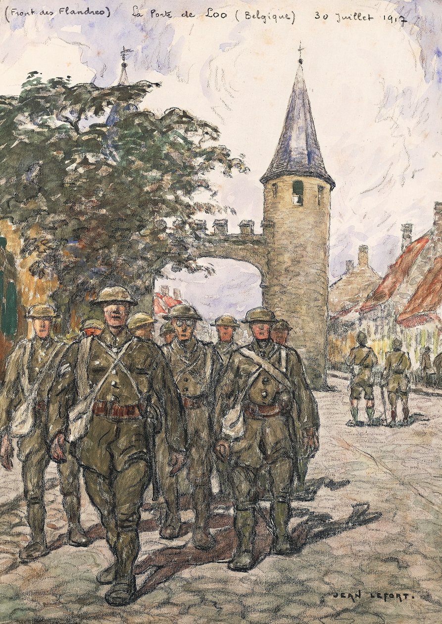 Fronte delle Fiandre, porta di Loo (Belgio), 30 luglio 1917 (acquerello su carta) da Jean Louis Lefort