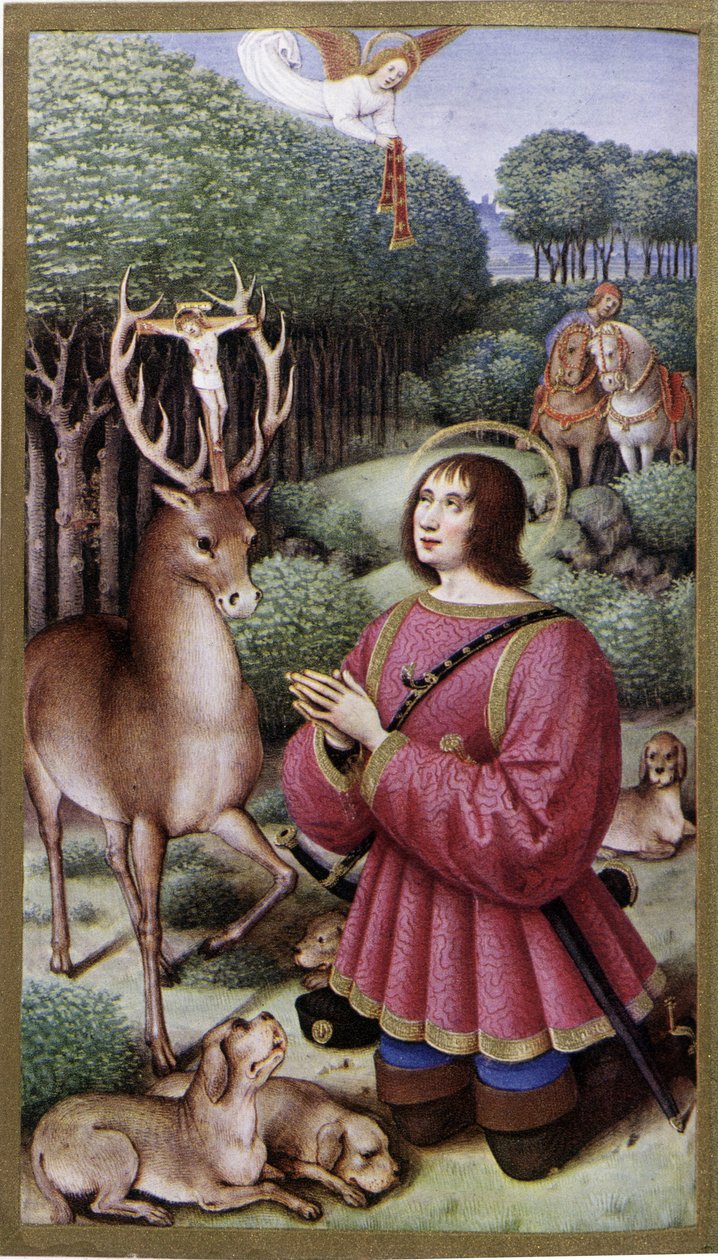 San Uberto - Miniatura di Jean Bourdichon, facsimile delle Ore di Anna di Bretagna da Jean (after) Bourdichon