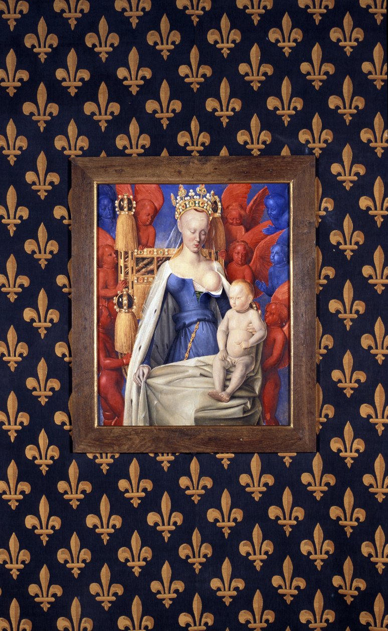La Vergine che allatta in un mantello di ermellino raffigurata come Agnès Sorel - (dopo la Vergine di Anversa, di Jean Fouquet, circa 1452-1455) da Jean (after) Fouquet