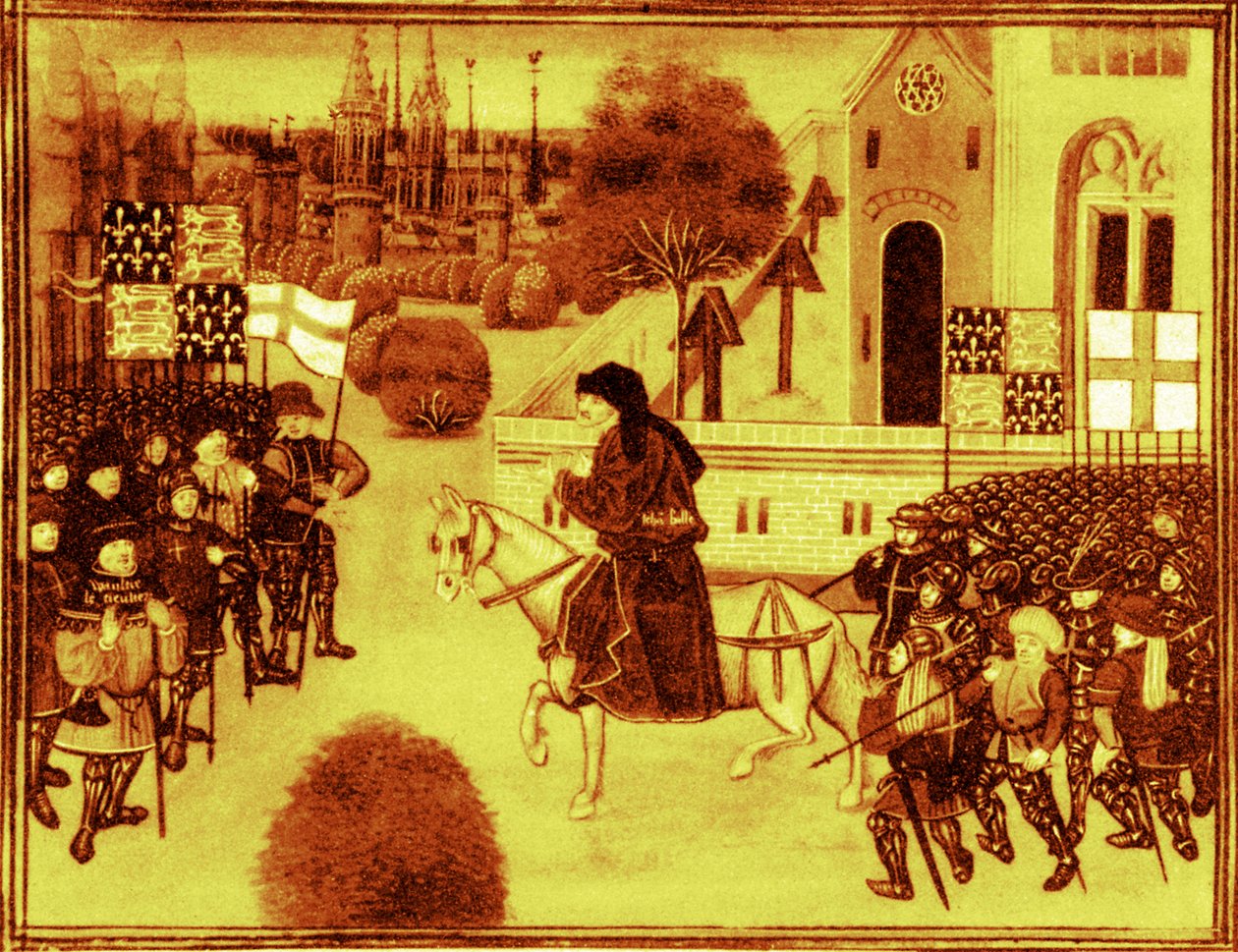 Sermone ai contadini di John Ball, miniatura delle Cronache di Jean Froissart (XIV secolo). da Jean (after) Froissart