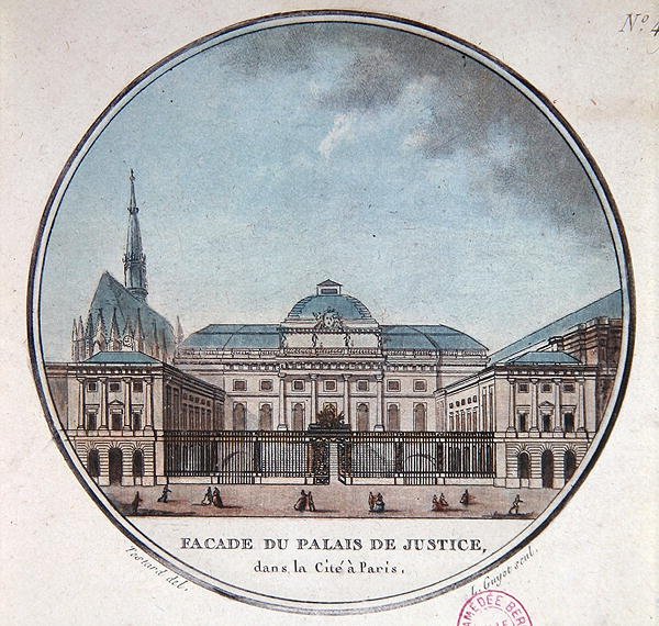 Facciata del Palais de Justice, c.1785 da Jean (after) Testard