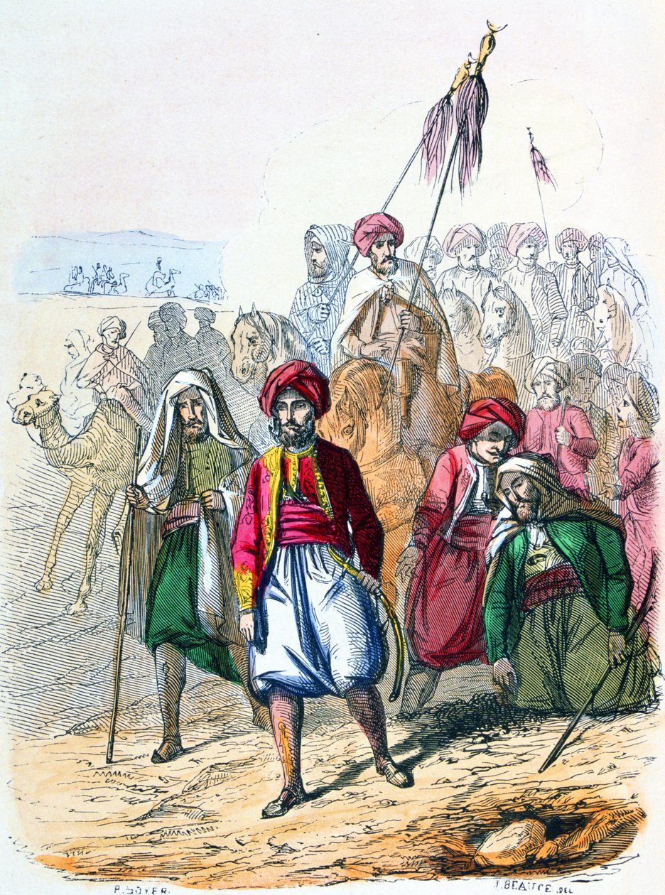 Ibrahim Pacha (1789-1848) marcia a piedi con le sue truppe, durante la campagna contro i wahhabiti da Jean Adolphe Beauce