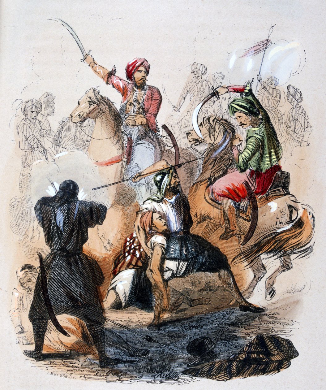 Ibrahim Pacha sul campo di battaglia, durante la campagna contro i wahhabiti da Jean Adolphe Beauce