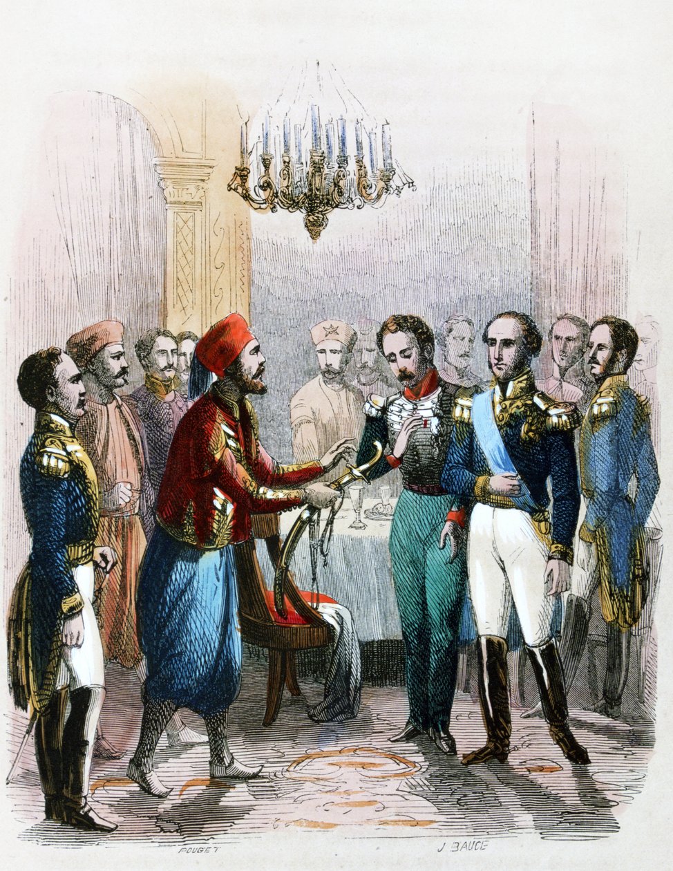 Incontro tra Ibrahim Pacha (1789-1848) e il colonnello Joseph Anthelme Seve (Soliman Pacha, Suleyman Pasha o Soliman al-Fransawi Pasha) da Jean Adolphe Beauce