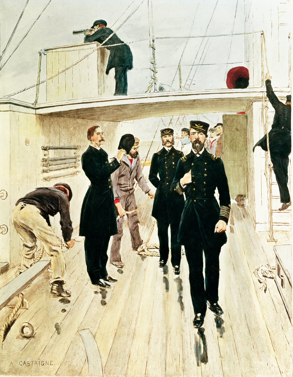 Marina degli Stati Uniti: Contrammiraglio, Capitano e Guardiamarina da Jean Alexandre Michel Andre Castaigne