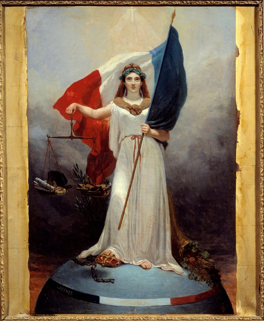 Figura simbolica della Repubblica. Allegoria che rappresenta la repubblica come una donna che indossa una corona d