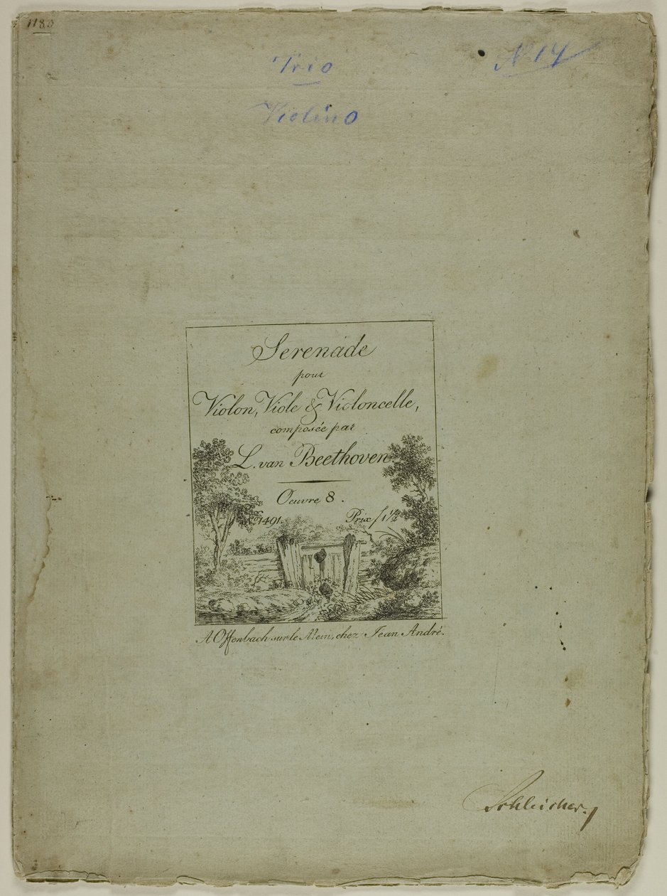Serenata per violino, viola e violoncello, composta da Ludwig von Beethoven da Jean Andre