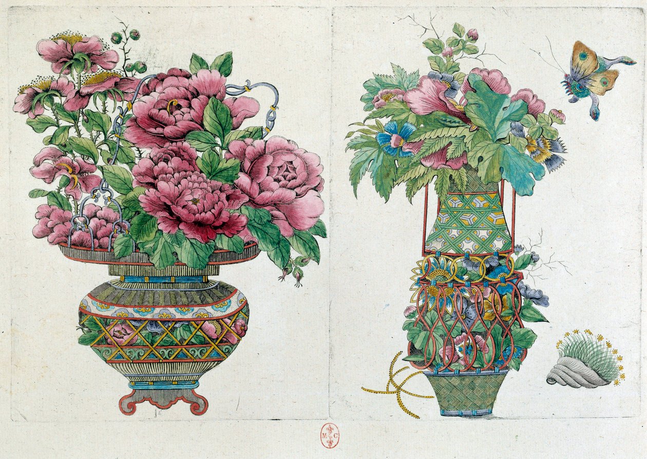 Disegno da un vaso cinese: vaso di fiori da Jean Antoine Fraisse