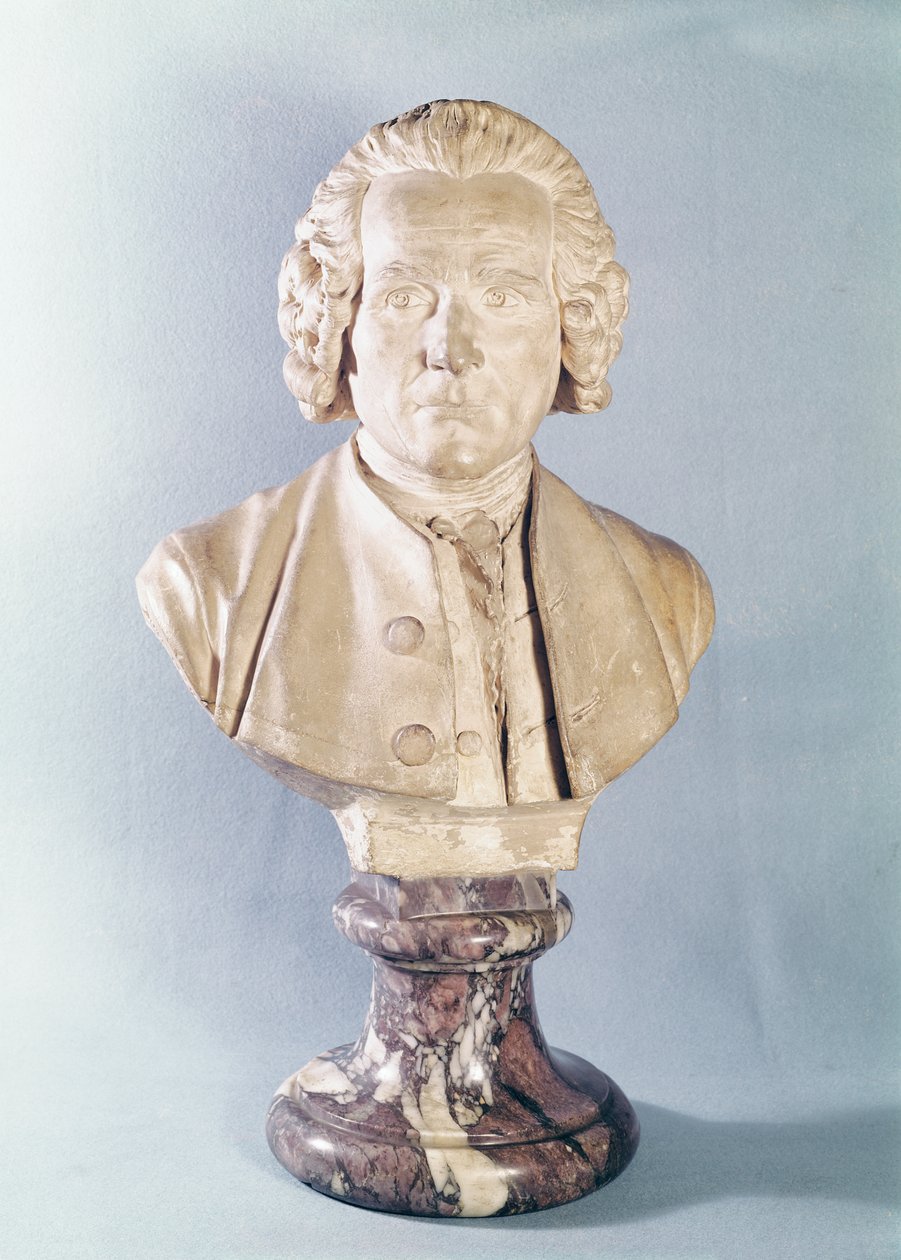 Busto di Jean-Jacques Rousseau (1712-78) (marmo) da Jean Antoine Houdon