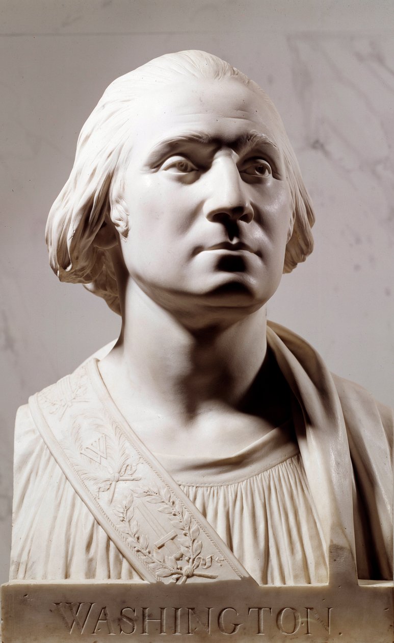 Busto in marmo di George Washington (1732-1789). Scultura di Jean Antoine Houdon (1741-1828) 1786. Parigi, Museo del Louvre da Jean Antoine Houdon