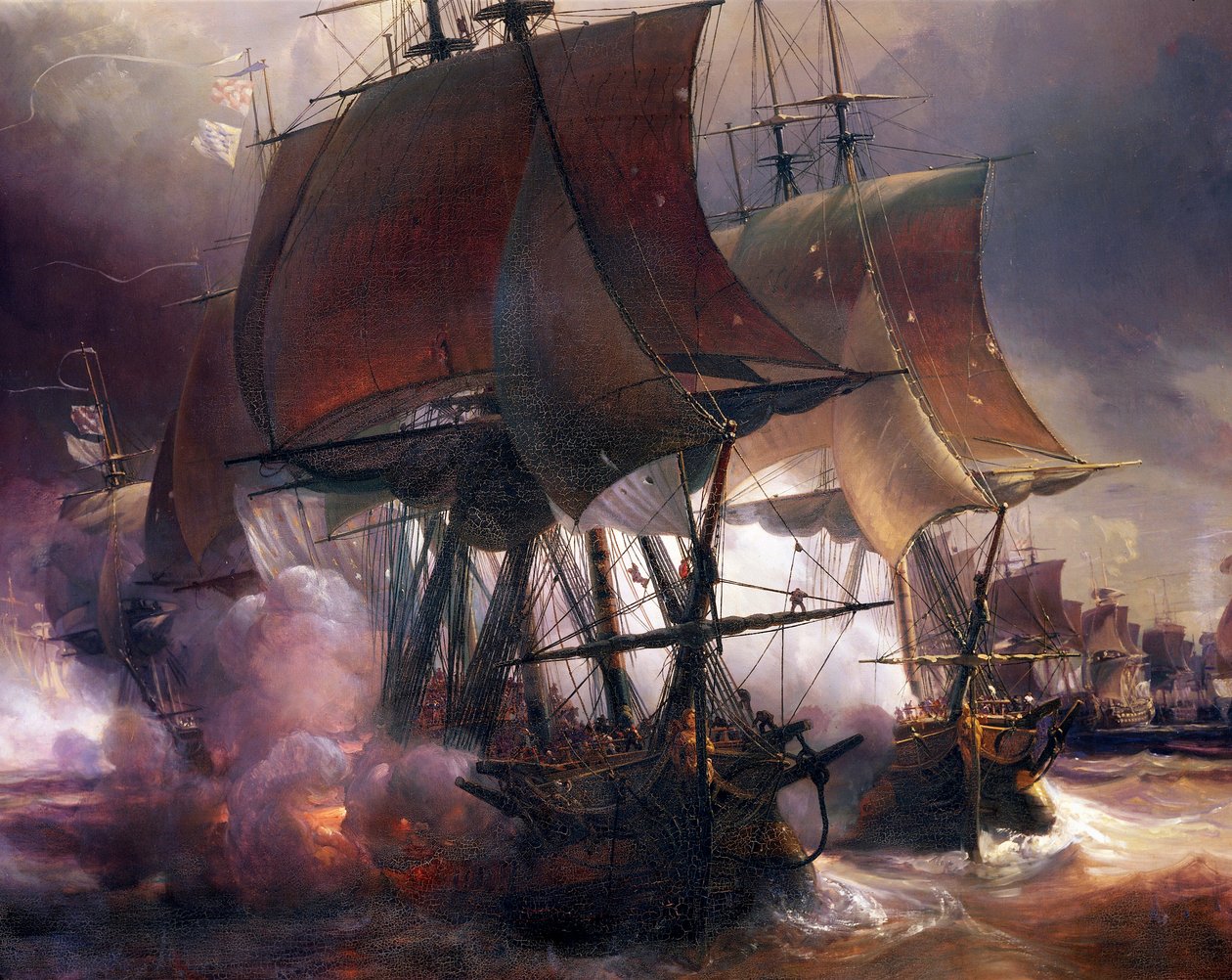Battaglia navale di Ouessant tra le flotte francesi e britanniche, 27 luglio da Jean Antoine Theodore Gudin