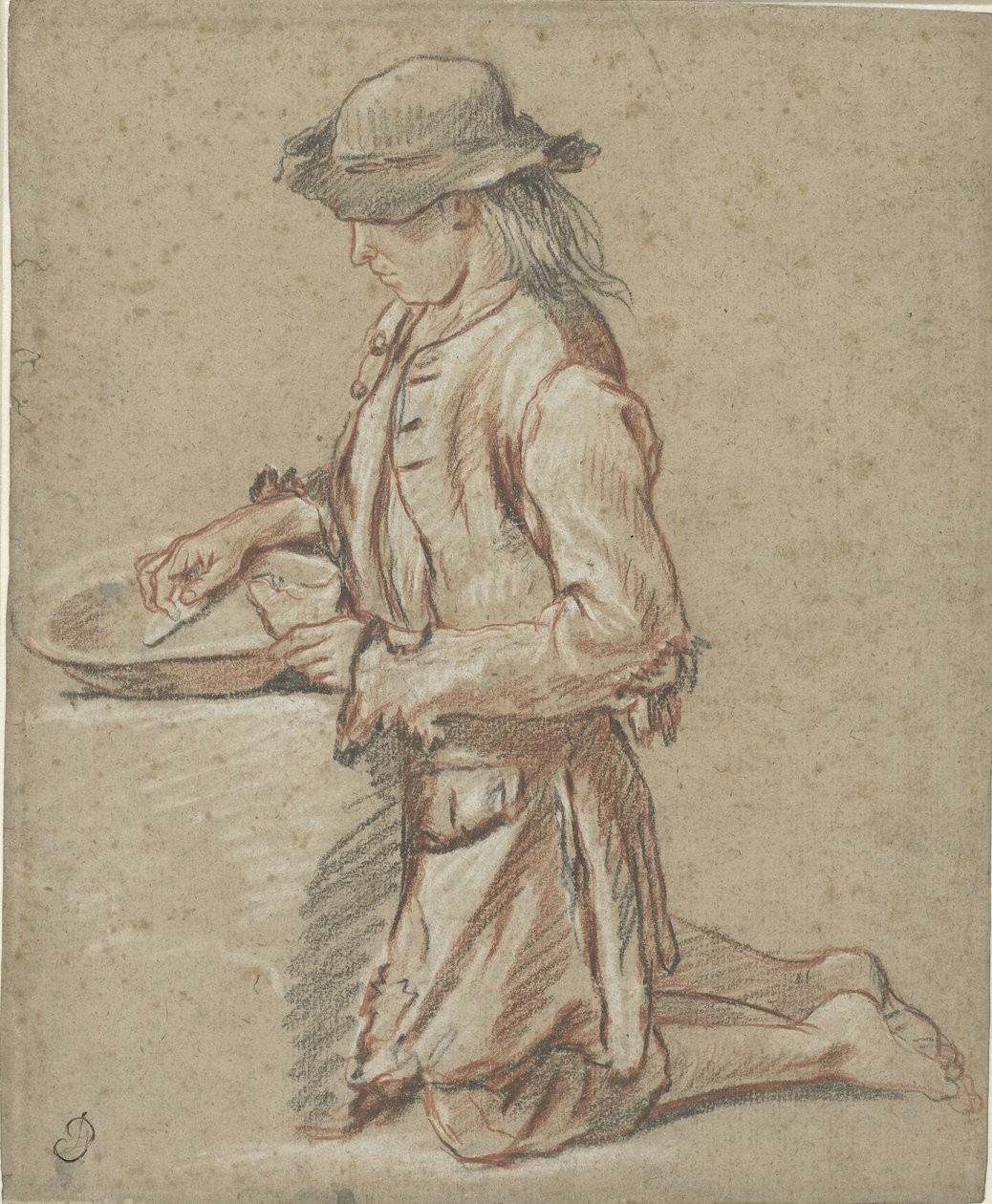Ragazzo con cappello di feltro vicino a un bacino da Jean Antoine Watteau (rejected attribution)