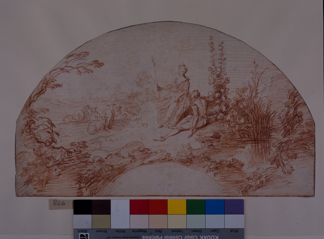 Una pastorella seduta con il suo pastore da Jean Antoine Watteau