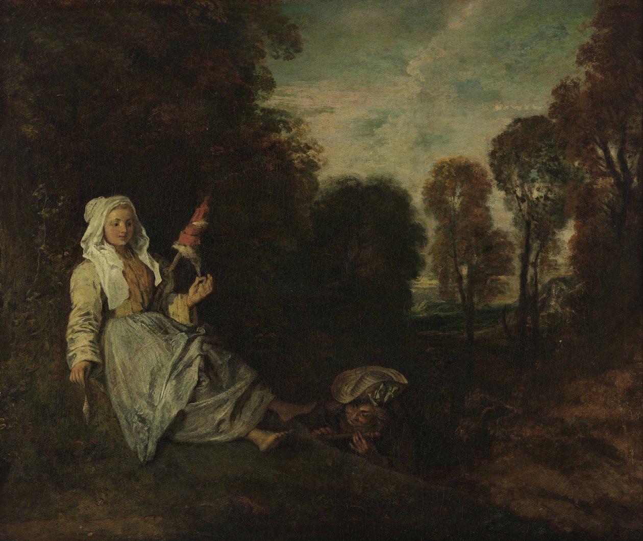 Paesaggio serale con filatoio da Jean Antoine Watteau