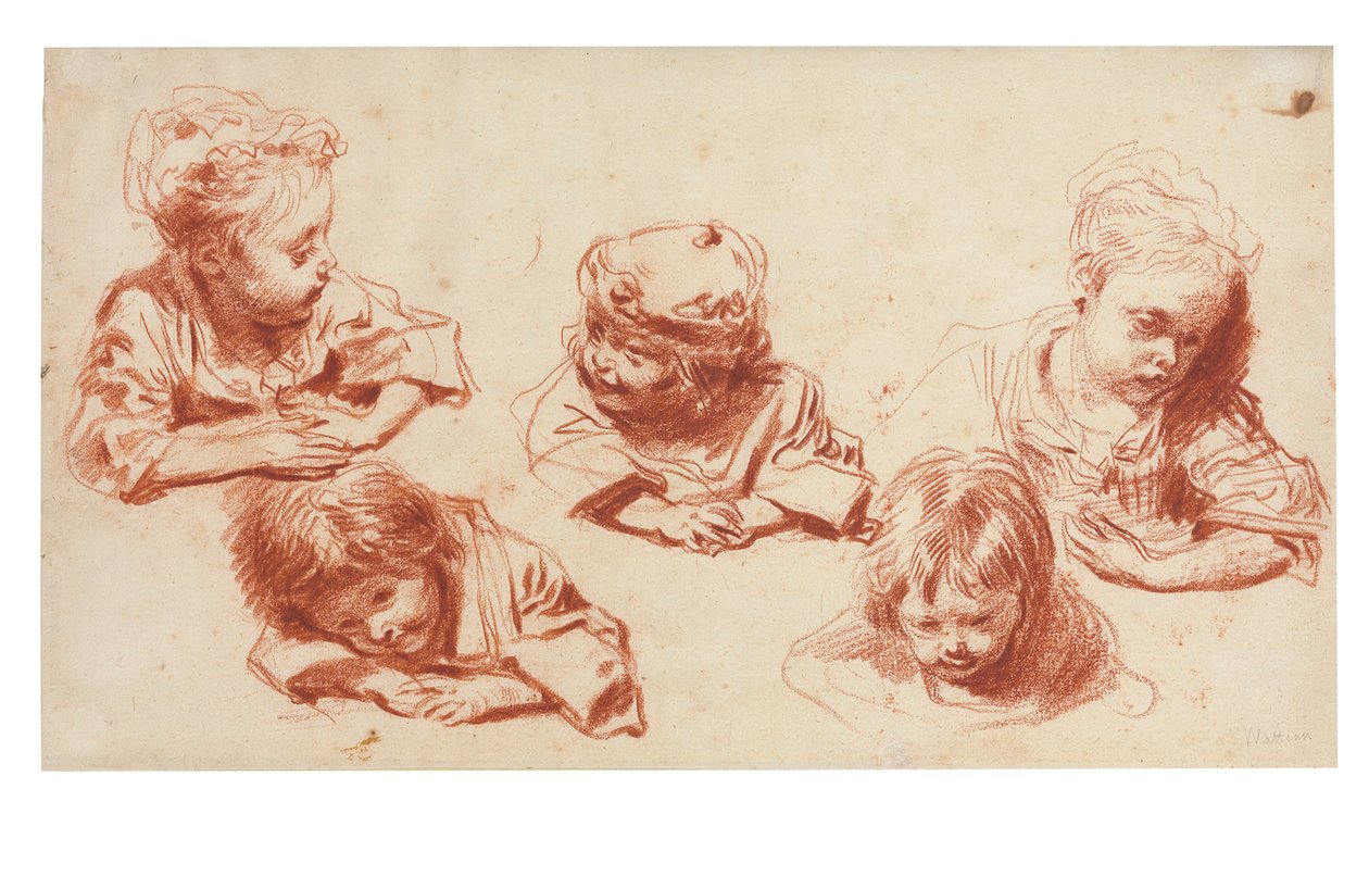 Cinque studi di bambini da Jean Antoine Watteau