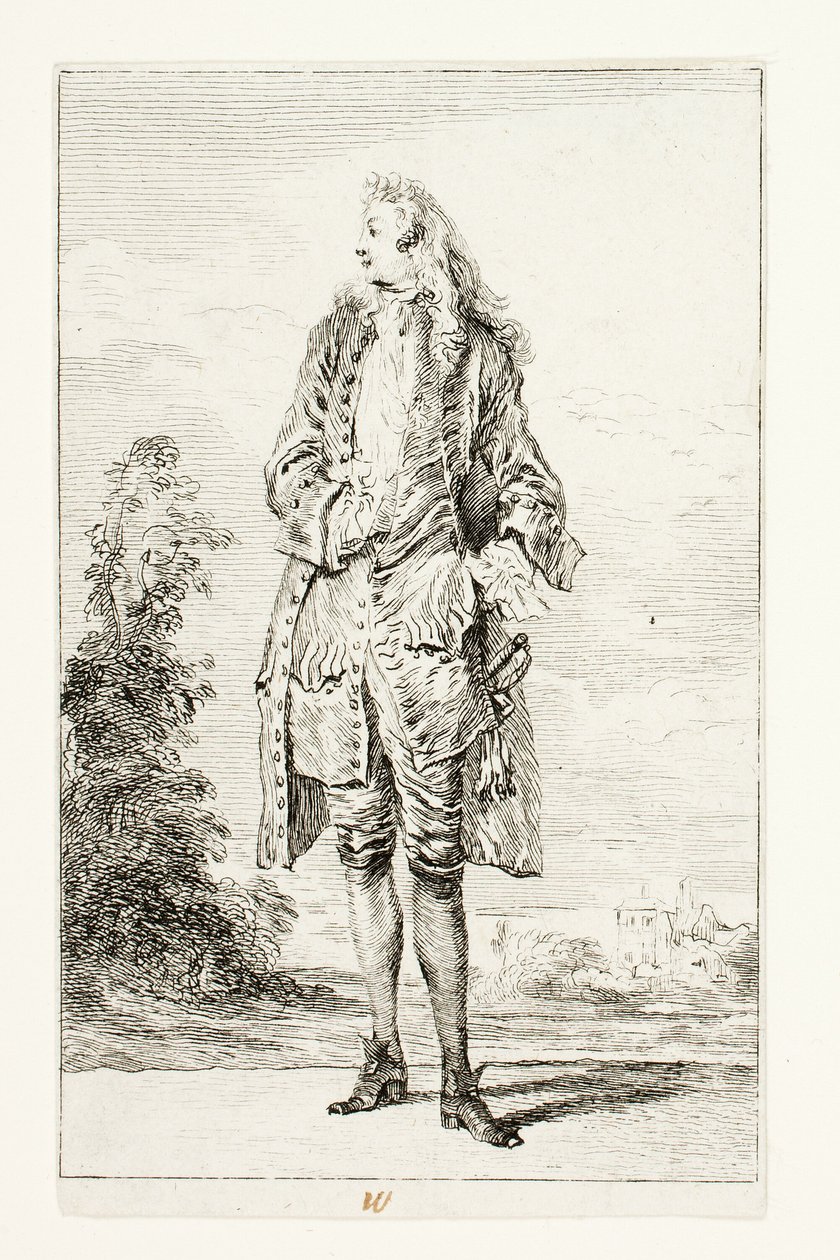 Gentiluomo, mano nel gilet da Jean-Antoine Watteau