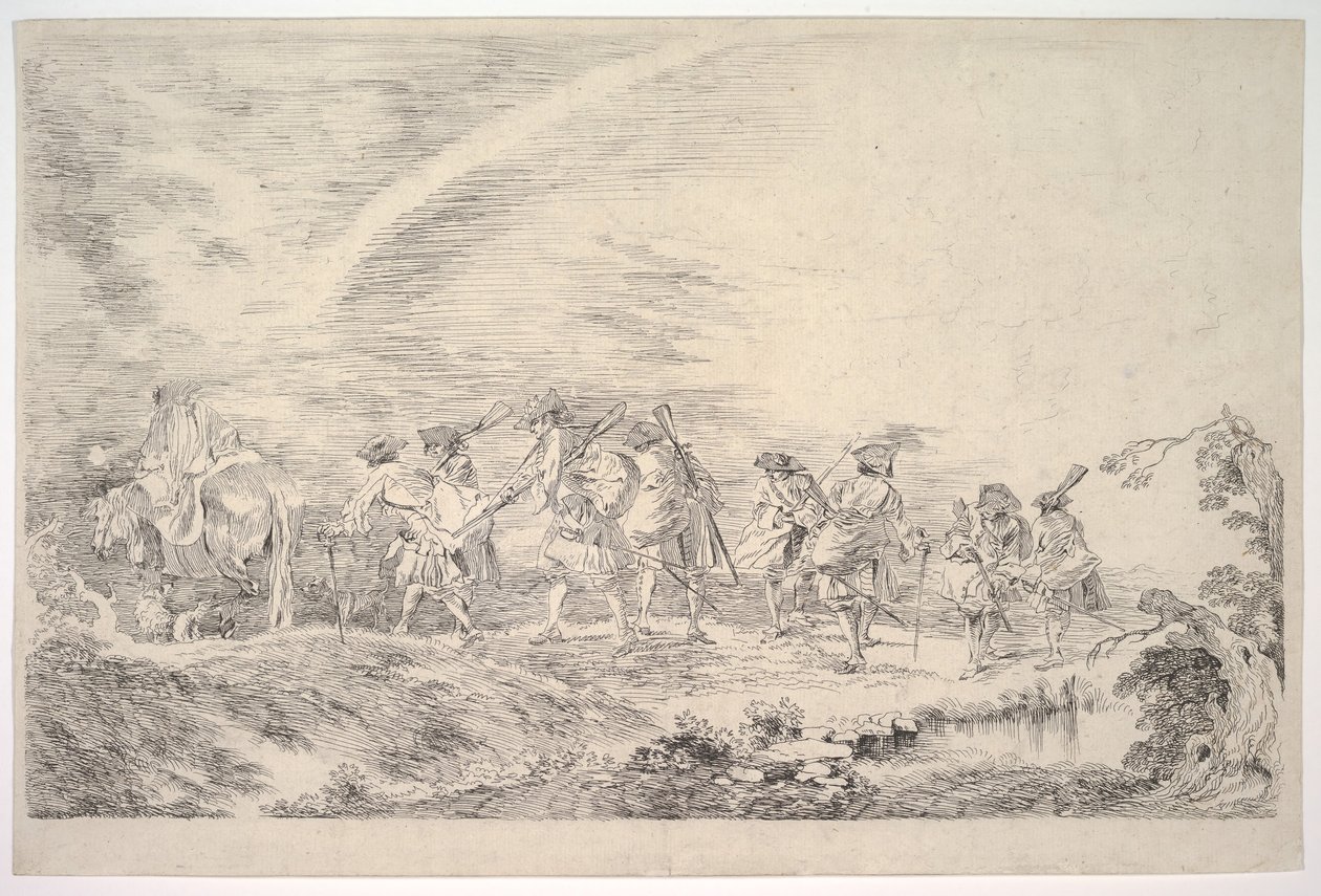 Reclute che si uniscono al reggimento, ca. 1715-16 da Jean Antoine Watteau