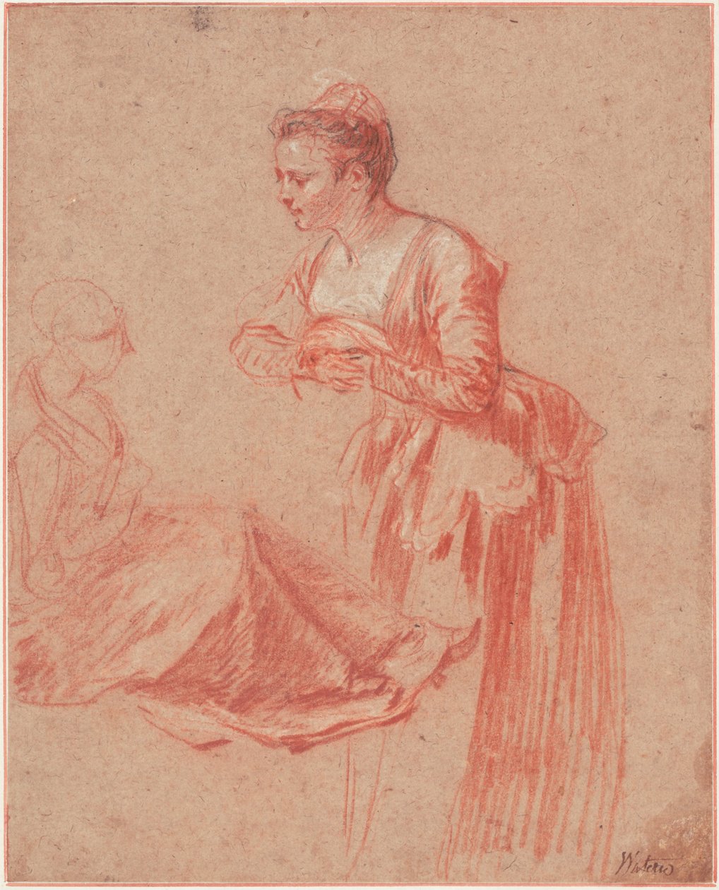 Due studi di figura di una giovane donna da Jean Antoine Watteau