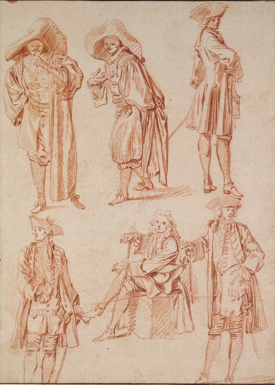 Due studi del dottore nella commedia italiana e quattro ufficiali da Jean Antoine Watteau