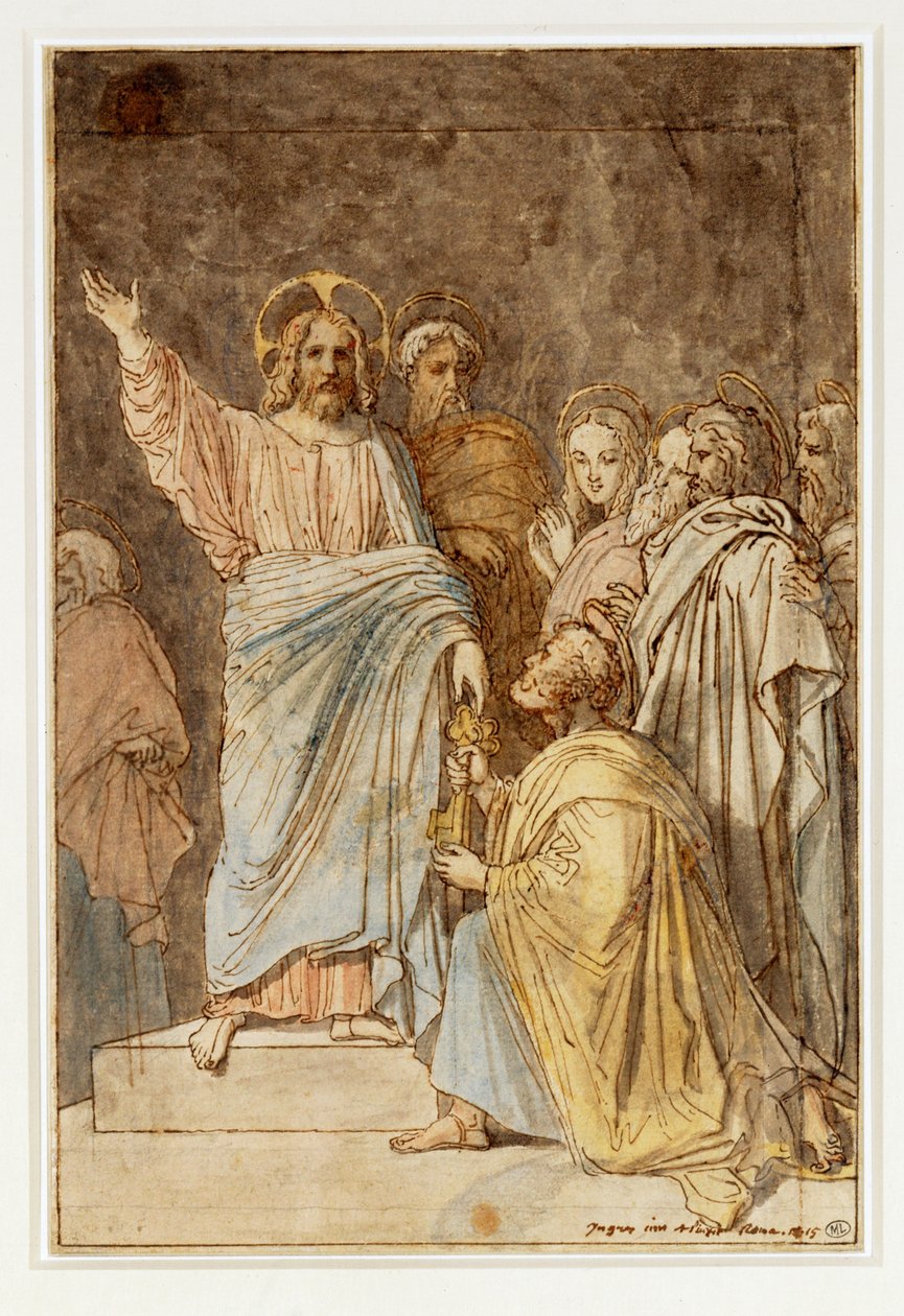 Cristo consegna le chiavi a San Pietro. Datato 1815 ... da Jean Auguste Dominique Ingres