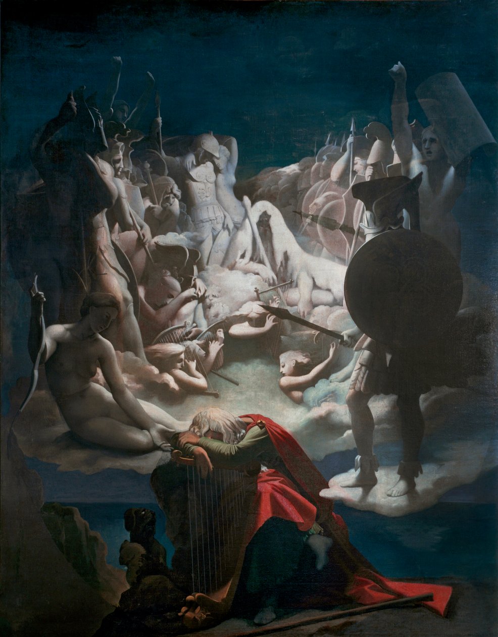 Il sogno di Ossian (dipinto su tela) da Jean Auguste Dominique Ingres