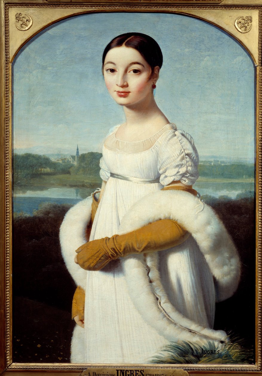 Ritratto di Mademoiselle Caroline Riviere: La giovane donna è vestita alla moda del Primo Impero da Jean Auguste Dominique Ingres