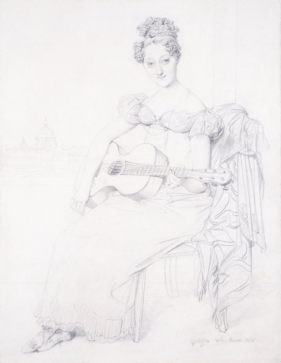 Ritratto di Miss Elizabeth Keating che suona la chitarra, 1816 da Jean Auguste Dominique Ingres