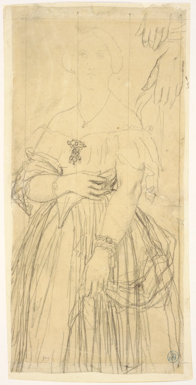 Studio per il vestito e le mani di Madame Moitessier da Jean Auguste Dominique Ingres