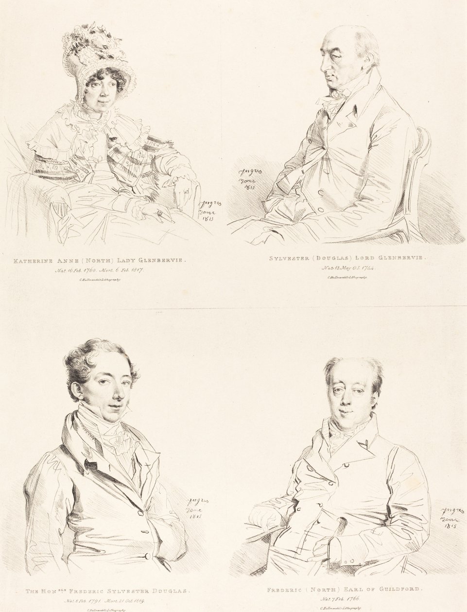 Sylvester (Douglas) Lord Glenbervie; Katherine Anne (North) Glenbervie; Frederic (North) Conte di Guilford; Frederic Sylvester Douglas da Jean Auguste Dominique Ingres