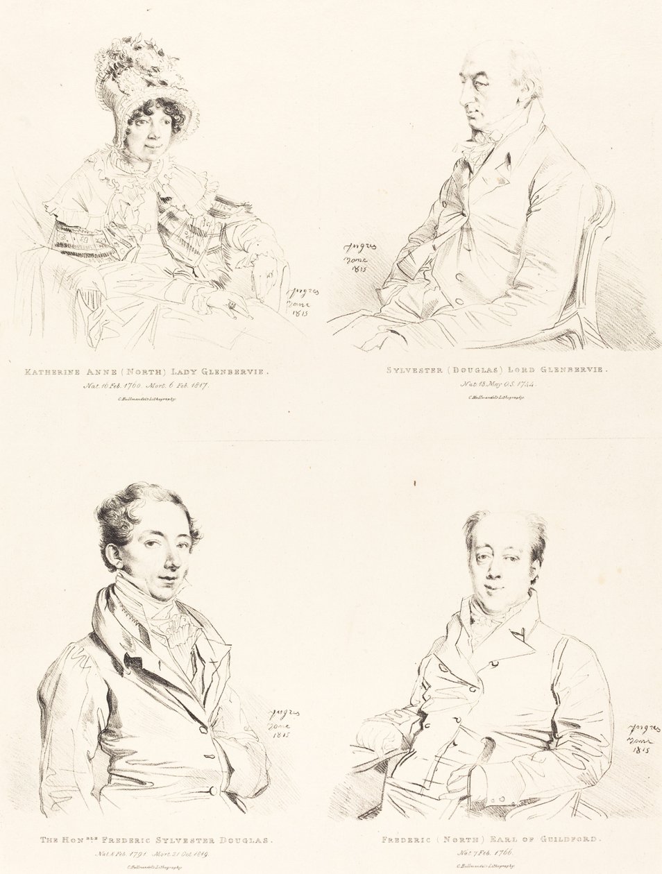 Sylvester (Douglas) Lord Glenbervie; Katherine Anne (North) Glenbervie; Frederic (North) Conte di Guilford; Frederic Sylvester Douglas da Jean Auguste Dominique Ingres
