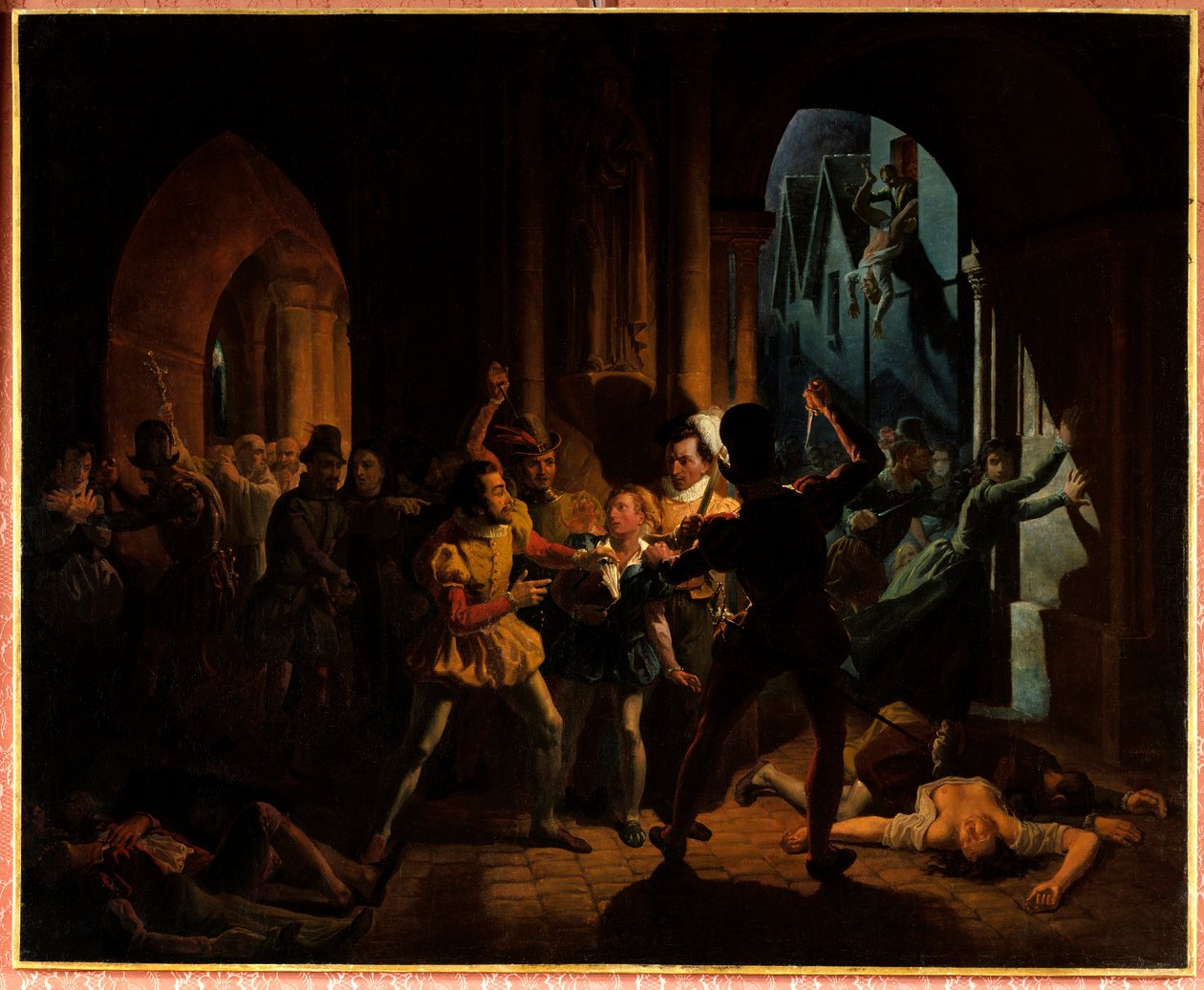 Massimiliano di Béthune che sfugge al massacro di San Bartolomeo da Jean Auguste Dubouloz