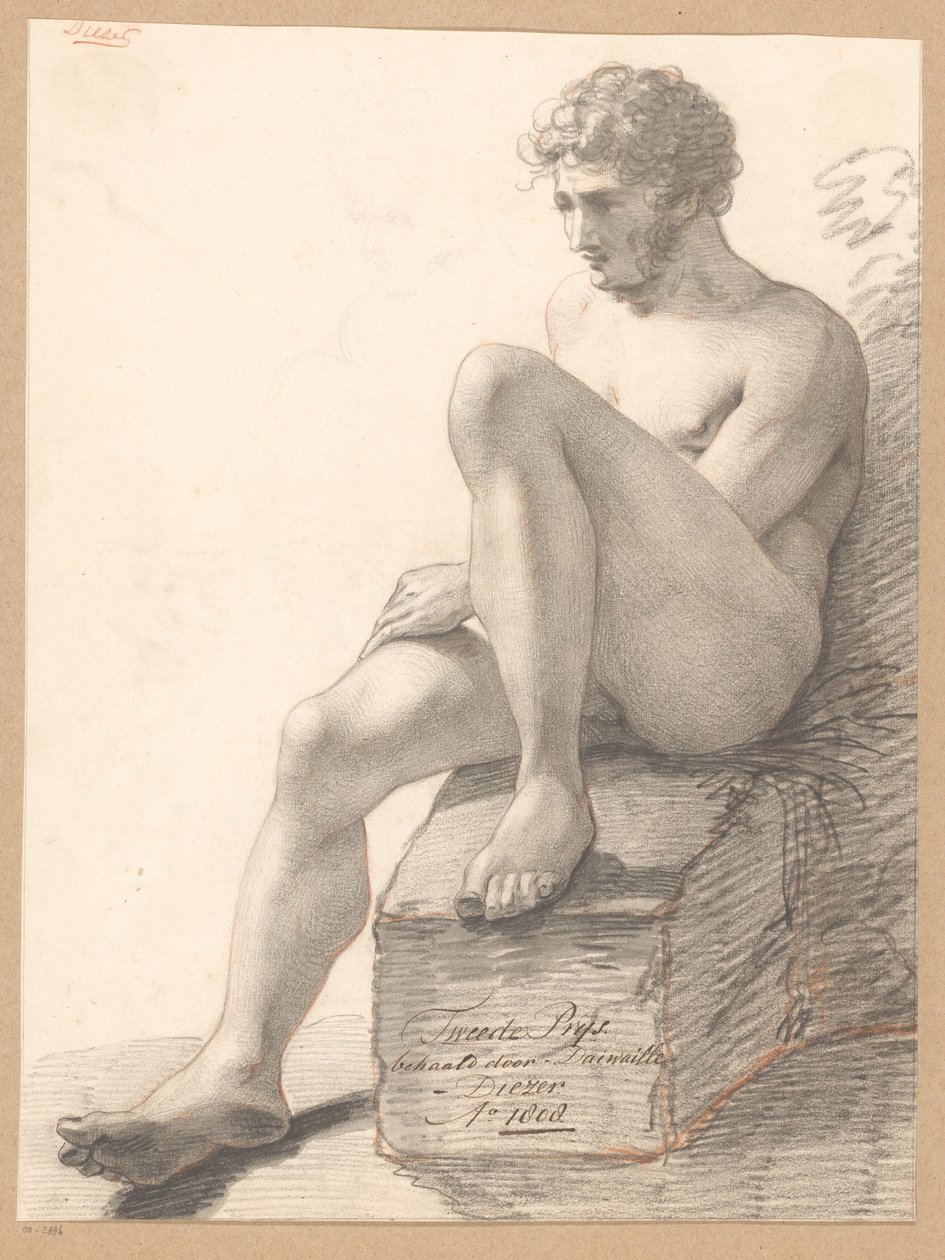 Nudo maschile seduto, visto di fronte (2º premio 1808) da Jean Augustin Daiwaille