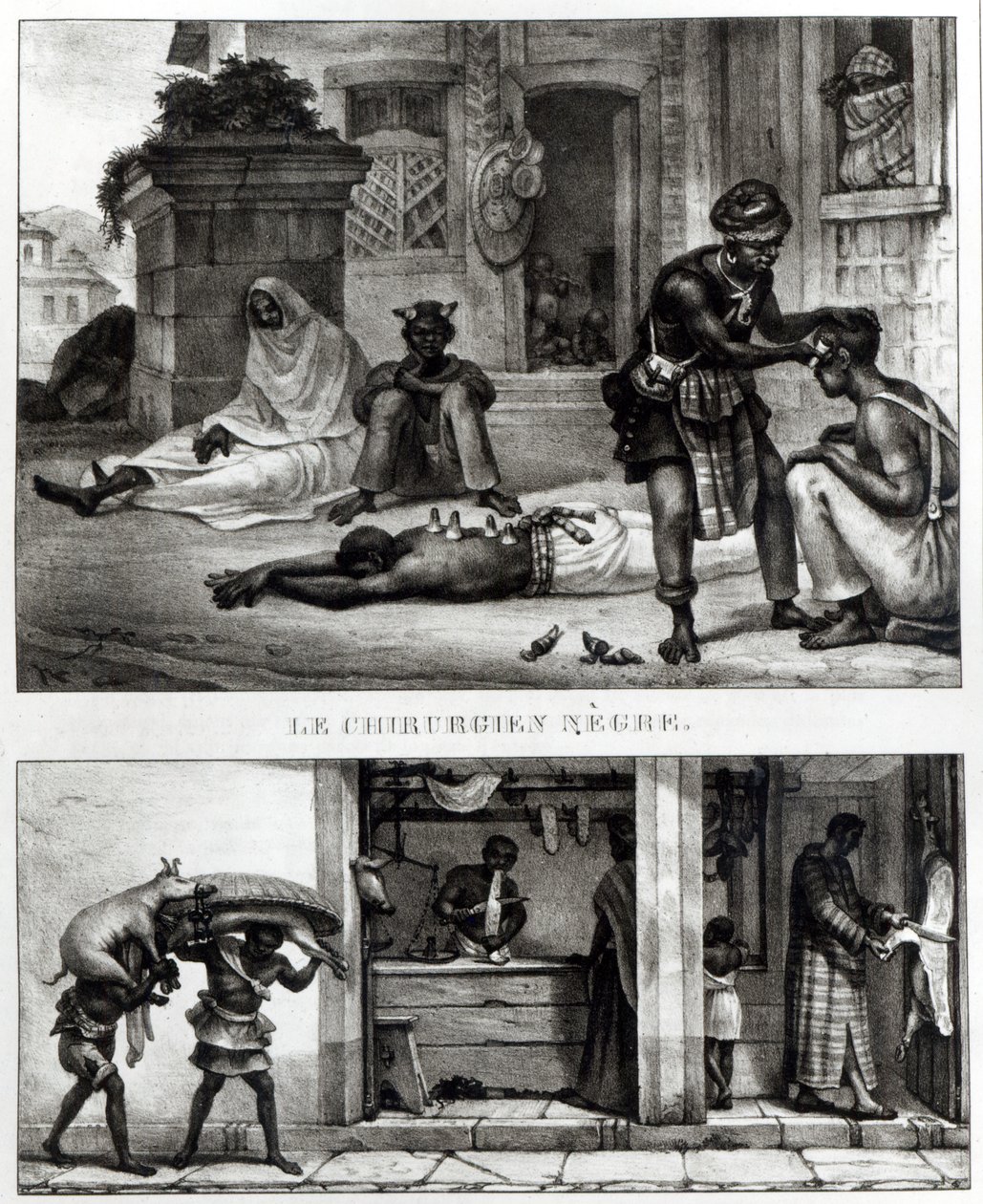 Un chirurgo nero; Negozio di un venditore di maiale da Jean Baptiste (after) Debret