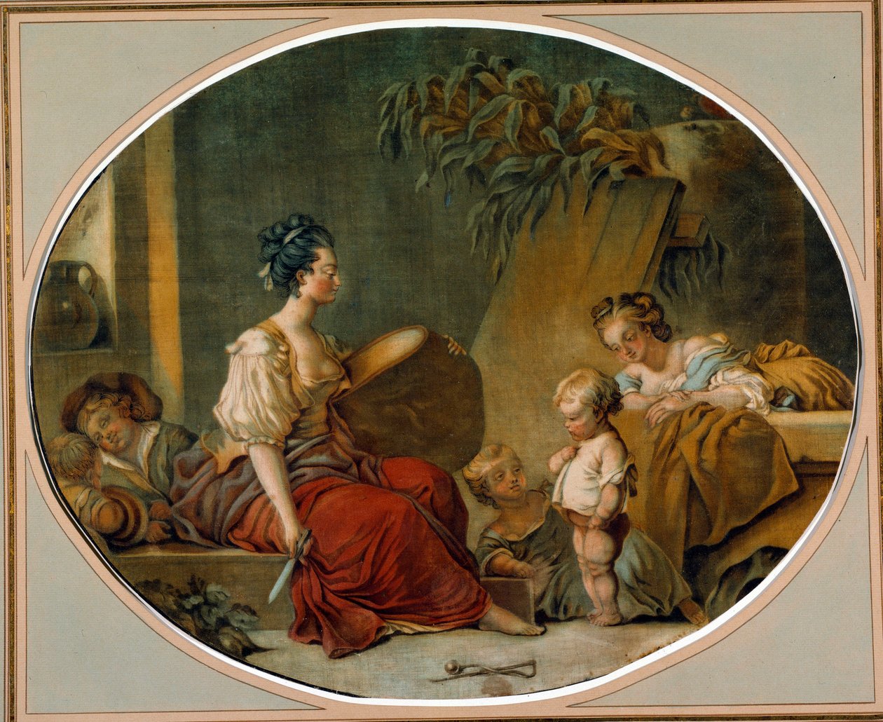 Educazione: "Per favore chiedi" Una madre insegna al suo bambino le buone maniere. stampa di Gautier Dagoty da Jean Baptiste André Gautier Dagoty