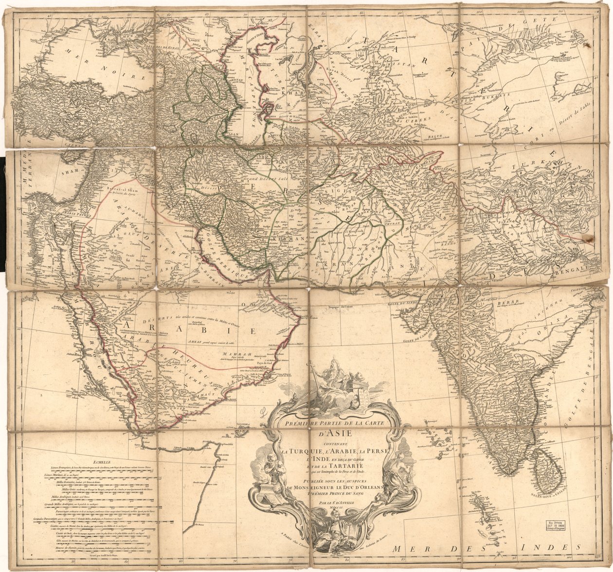Rilievo mostrato da hachures e pittoricamente. Copia LC annotata con inchiostri per mostrare i confini. Disponibile anche attraverso il sito web della Biblioteca del Congresso come immagine raster da Jean Baptiste Bourguignon dAnville